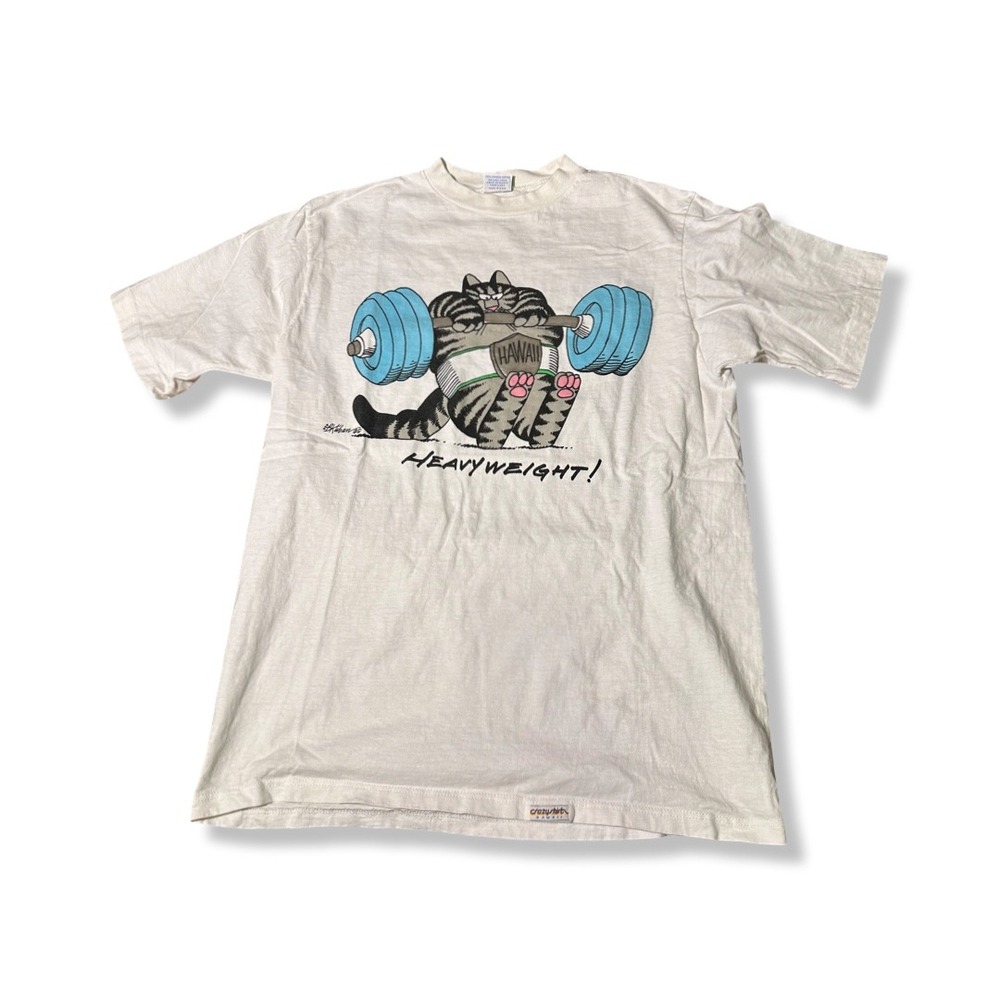 Crazy Shirts B. Kliban Cat T-Shirt Mens Large White Excellent Heavyweight Hawaii